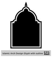 islamico arco design glifo con schema nero pieno sagome design pittogramma simbolo visivo illustrazione vettore