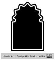 islamico arco design glifo con schema nero pieno sagome design pittogramma simbolo visivo illustrazione vettore