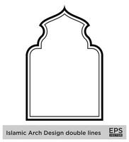 islamico arco design Doppio Linee schema lineare nero ictus sagome design pittogramma simbolo visivo illustrazione vettore