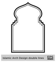 islamico arco design Doppio Linee schema lineare nero ictus sagome design pittogramma simbolo visivo illustrazione vettore