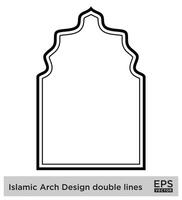 islamico arco design Doppio Linee schema lineare nero ictus sagome design pittogramma simbolo visivo illustrazione vettore