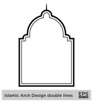 islamico arco design Doppio Linee schema lineare nero ictus sagome design pittogramma simbolo visivo illustrazione vettore