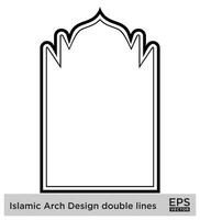 islamico arco design Doppio Linee schema lineare nero ictus sagome design pittogramma simbolo visivo illustrazione vettore