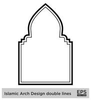 islamico arco design Doppio Linee schema lineare nero ictus sagome design pittogramma simbolo visivo illustrazione vettore