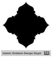 islamico emblema design glifo nero pieno sagome design pittogramma simbolo visivo illustrazione vettore