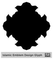 islamico emblema design glifo nero pieno sagome design pittogramma simbolo visivo illustrazione vettore