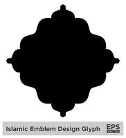 islamico emblema design glifo nero pieno sagome design pittogramma simbolo visivo illustrazione vettore