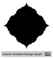 islamico emblema design glifo nero pieno sagome design pittogramma simbolo visivo illustrazione vettore