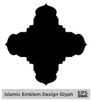 islamico emblema design glifo nero pieno sagome design pittogramma simbolo visivo illustrazione vettore