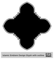 islamico emblema design glifo con schema nero pieno sagome design pittogramma simbolo visivo illustrazione vettore