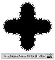 islamico emblema design glifo con schema nero pieno sagome design pittogramma simbolo visivo illustrazione vettore