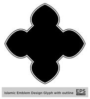 islamico emblema design glifo con schema nero pieno sagome design pittogramma simbolo visivo illustrazione vettore