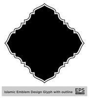 islamico emblema design glifo con schema nero pieno sagome design pittogramma simbolo visivo illustrazione vettore