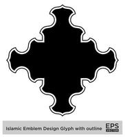 islamico emblema design glifo con schema nero pieno sagome design pittogramma simbolo visivo illustrazione vettore