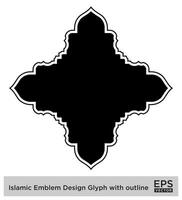 islamico emblema design glifo con schema nero pieno sagome design pittogramma simbolo visivo illustrazione vettore