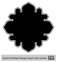 islamico emblema design glifo con schema nero pieno sagome design pittogramma simbolo visivo illustrazione vettore