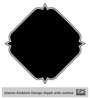 islamico emblema design glifo con schema nero pieno sagome design pittogramma simbolo visivo illustrazione vettore