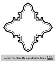 islamico emblema design Doppio Linee nero ictus sagome design pittogramma simbolo visivo illustrazione vettore