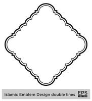 islamico emblema design Doppio Linee nero ictus sagome design pittogramma simbolo visivo illustrazione vettore