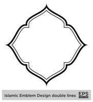 islamico emblema design Doppio Linee nero ictus sagome design pittogramma simbolo visivo illustrazione vettore