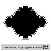 islamico telaio design glifo con schema nero pieno sagome design pittogramma simbolo visivo illustrazione vettore