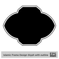 islamico telaio design glifo con schema nero pieno sagome design pittogramma simbolo visivo illustrazione vettore