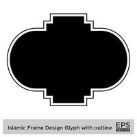 islamico telaio design glifo con schema nero pieno sagome design pittogramma simbolo visivo illustrazione vettore