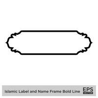 islamico etichetta e nome telaio grassetto linea schema lineare nero ictus sagome design pittogramma simbolo visivo illustrazione vettore