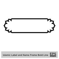 islamico etichetta e nome telaio grassetto linea schema lineare nero ictus sagome design pittogramma simbolo visivo illustrazione vettore