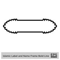 islamico etichetta e nome telaio grassetto linea schema lineare nero ictus sagome design pittogramma simbolo visivo illustrazione vettore