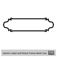 islamico etichetta e nome telaio grassetto linea schema lineare nero ictus sagome design pittogramma simbolo visivo illustrazione vettore