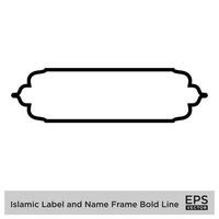 islamico etichetta e nome telaio grassetto linea schema lineare nero ictus sagome design pittogramma simbolo visivo illustrazione vettore