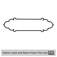 islamico etichetta e nome telaio magro linea schema lineare nero ictus sagome design pittogramma simbolo visivo illustrazione vettore