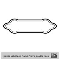 islamico etichetta e nome telaio Doppio Linee schema lineare nero ictus sagome design pittogramma simbolo visivo illustrazione vettore