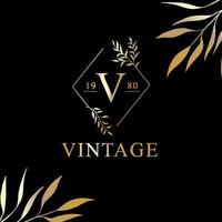 lusso Vintage ▾ oro logo su un' nero sfondo. vettore modello.