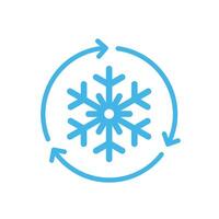 congelatore controllo icona. automatico raffreddamento scongelare simbolo. cartello auto o casa aria condizionata vettore. fiocco di neve con rotazione frecce vettore. vettore