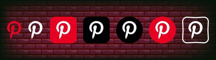 collezione di diverso Pinterest icone. sociale media logo. linea arte e piatto stile isolato su bianca sfondo. vettore linea icona per attività commerciale e pubblicità