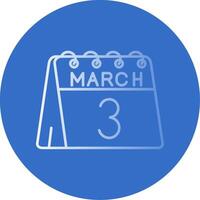 3 ° di marzo pendenza linea cerchio icona vettore