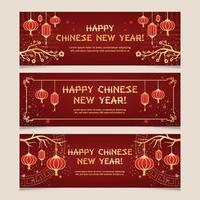 collezione di striscioni di capodanno cinese dorato vettore