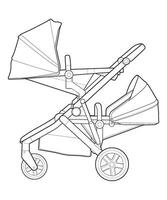 schema vettore bambino passeggino isolato su bianca sfondo. vettore illustrazione di un' schizzo stile.
