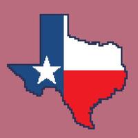 Texas carta geografica con bandiera pixel stile illustrazione vettore