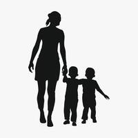 madre e bambino silhouette, La madre di giorno vettore illustrazione impostare, bianca sfondo.