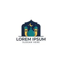 piatto logo design moschea Ramadan islamico moschee, il musulmano case di preghiera vettore