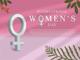 internazionale donna di giorni con realistico 3d femmina Genere cartello illustrazione elemento vettore