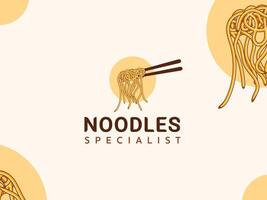 ramen spaghetto con bacchette logo design illustrazione per asiatico ristorante vettore
