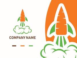 razzo carota logo idea, vettore illustrazione, moderno concetto con verde foglia