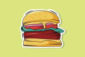 cibo hamburger fuso etichetta design vettore illustrazione. cibo oggetti icona concetto. gustoso hamburger etichetta design logo icona.