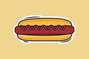 hot dog veloce cibo etichetta design vettore illustrazione. cibo oggetto icona concetto. cibo hot dog etichetta design logo con ombra.