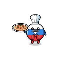 personaggio della bandiera della russia come mascotte dello chef italiano vettore
