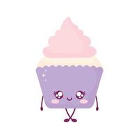 cupcake sorridente kawaii food style vettore